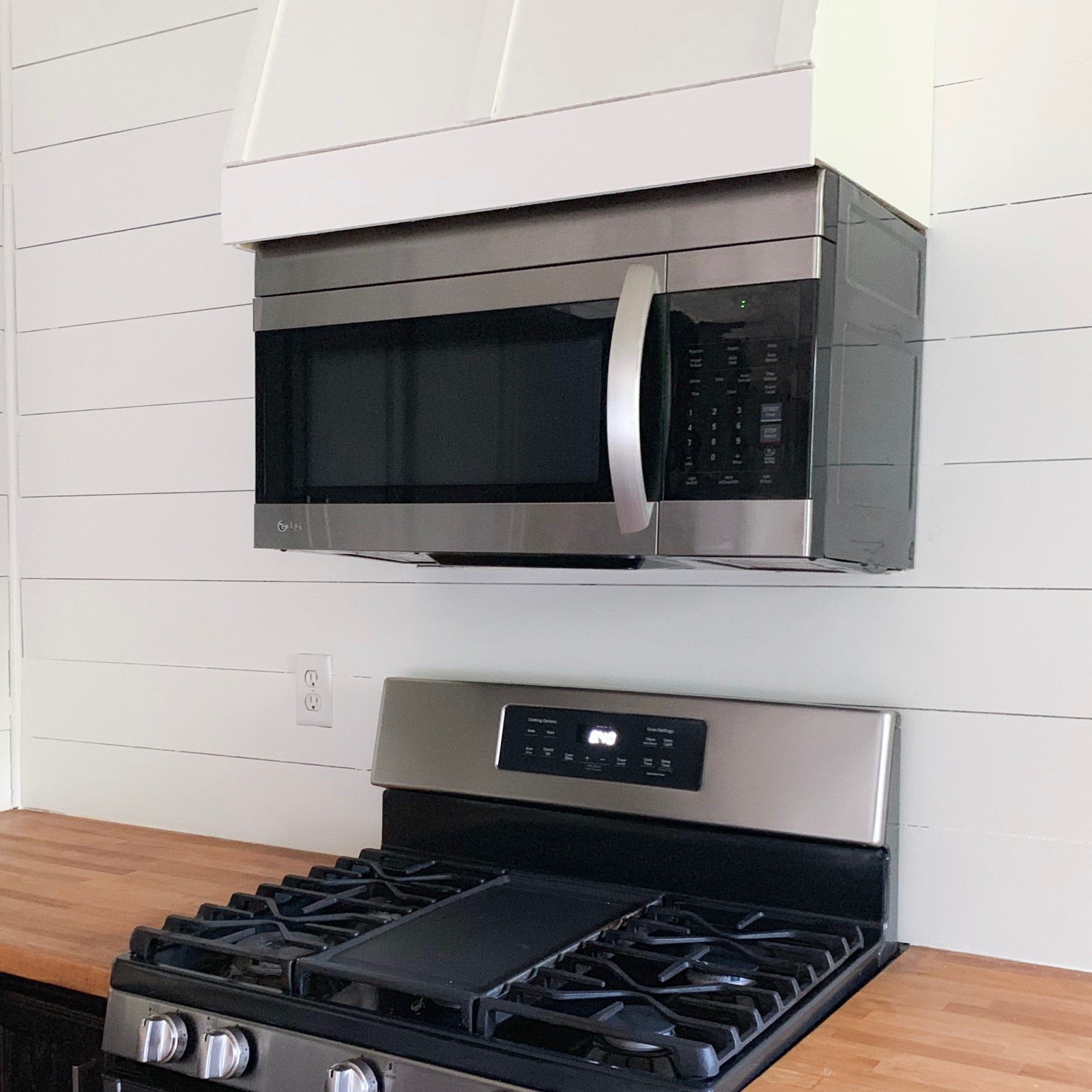 a microwave on an interior wall